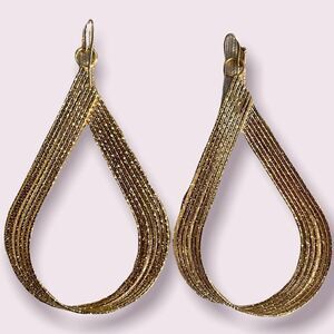 Womens Gold Wire Fashion Tear Drop Earrings